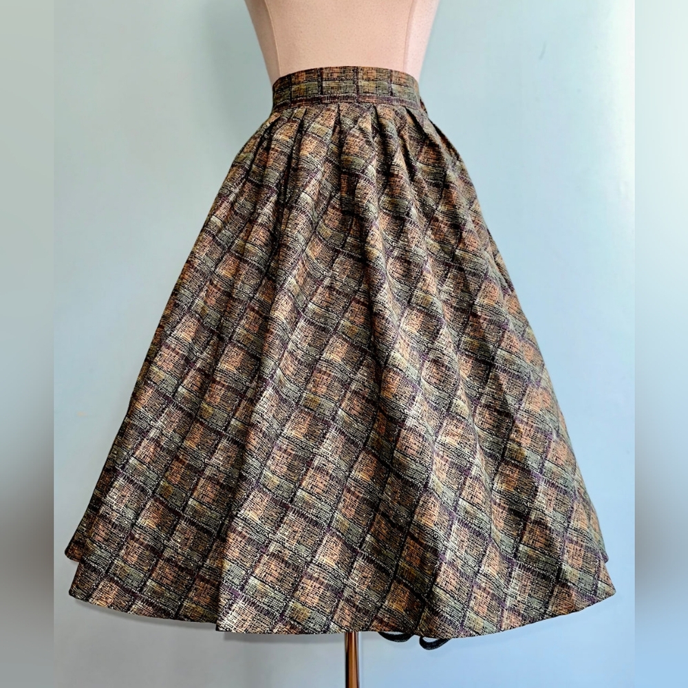 Green and Purple Plaid "Doris" Skirt By Retrolicious